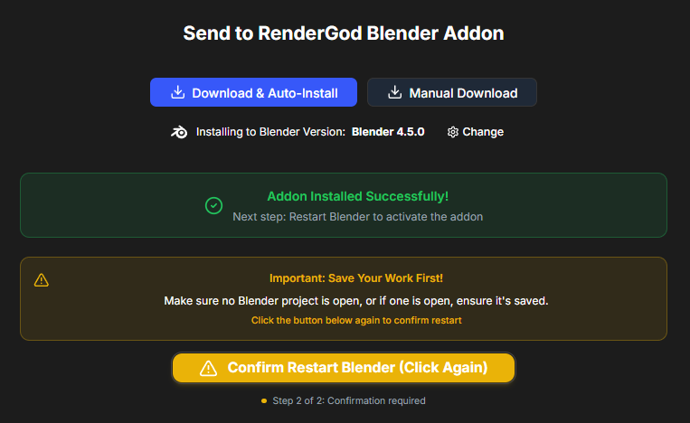 Confirm Restart - Click Again