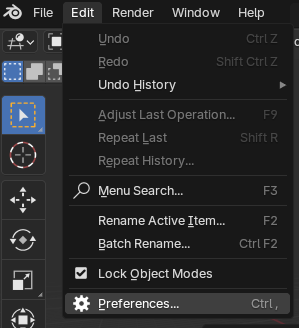 Blender Edit Menu - Preferences