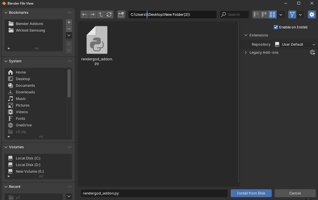 Install from Disk Dialog
