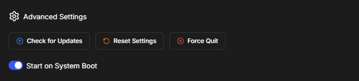 Advanced Settings Interface