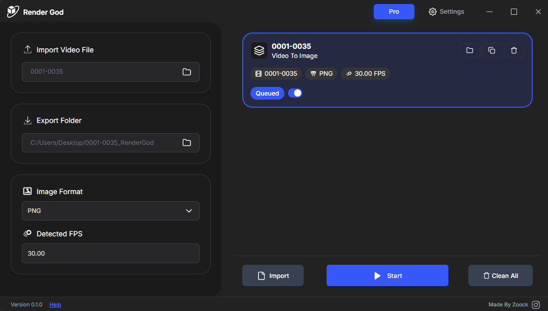 Video to Image Sequence Job