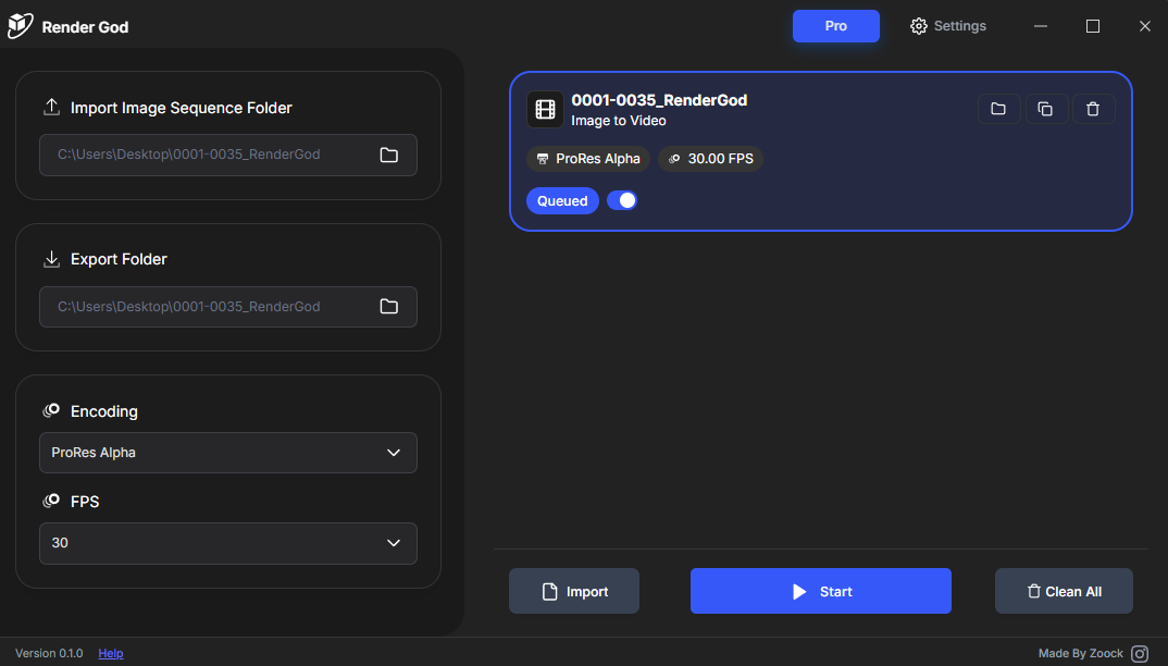 Image Sequence to Video Job
