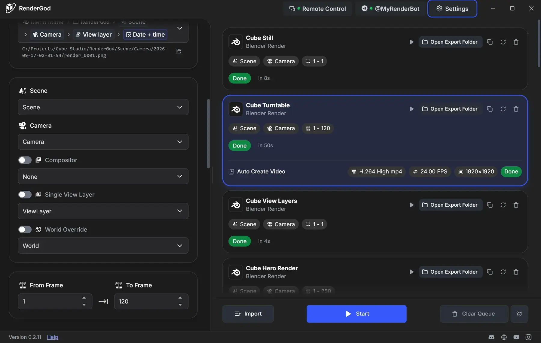 RenderGod in the dark theme with the Classic palette, the original RenderGod colors