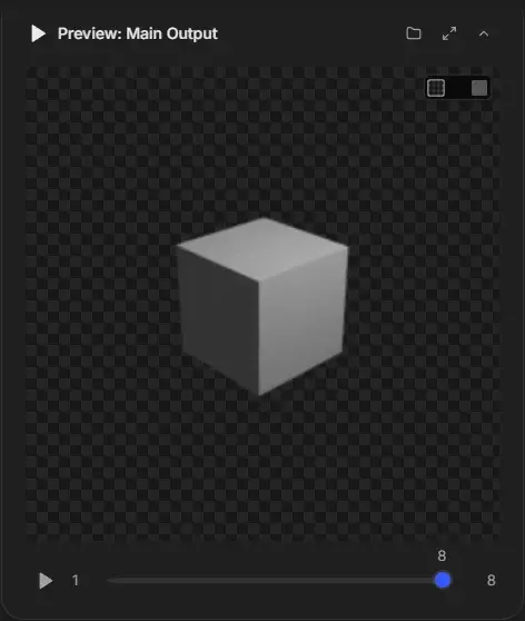 Transparent cube render shown over the checkerboard canvas background